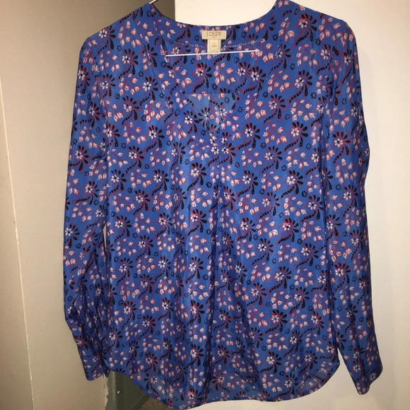 J crew  blue floral blouse - Picture 1 of 4